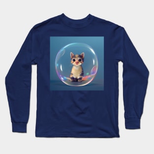 Very Cute Kitten in a Bubble Art Long Sleeve T-Shirt